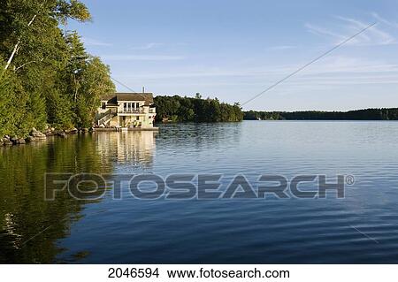 Cottage At Dudley Bay, Lake Muskoka, Ontario View Large Photo Image Picture - Cottage At Dudley Bay, Lake Muskoka, Ontario. Fotosearch