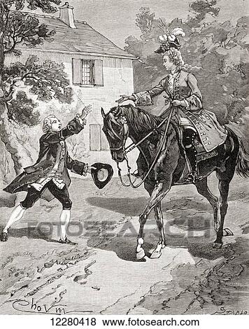 Stock Photo - Courtship in the 18th century. From Histoire de France, published c. 1880. Fotosearch