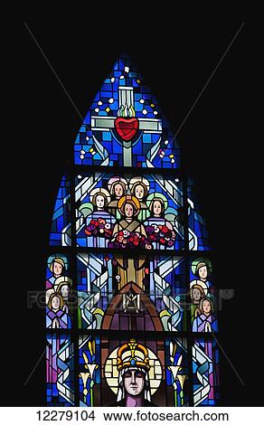 Detail of stained glass windows of Saint-Michel Basilica-Cathedral; Sherbrooke, Quebec, Canada View Large Photo Image Picture - Detail of stained glass windows of Saint-Michel Basilica-Cathedral; Sherbrooke, Quebec, Canada. Fotosearch