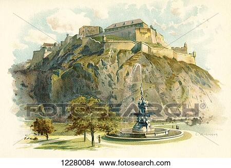 Edinburgh Castle, Castle Rock, Edinburgh, Scotland in the 19th century. After a work by Charles Wilkinson. From The Century Edition of Cassell's History of England, published 1901. View Large Photo Image Picture - Edinburgh Castle, Castle Rock, Edinburgh, Scotland in the 19th century. After a work by Charles Wilkinson. From The Century Edition of Cassell's History of England, published 1901.. Fotosearch