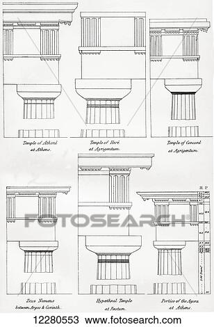 Examples of the Doric orders of Greek architecture. From The National Encyclopaedia, published c. 1890 View Large Photo Image Stock Image - Examples of the Doric orders of Greek architecture. From The National Encyclopaedia, published c. 1890. Fotosearch