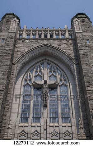 Stock Image - Exterior of Saint-Michel Basilica-Cathedral; Sherbrooke, Quebec, Canada. Fotosearch