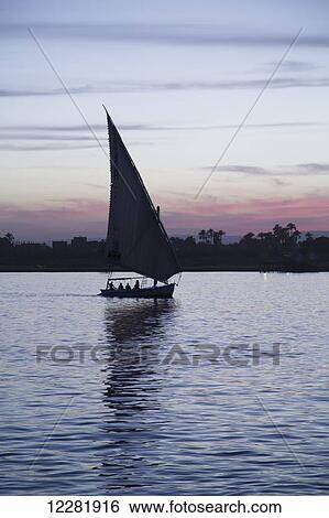Stock Photograph - Felucca on the Nile River; Luxor, Egypt. Fotosearch