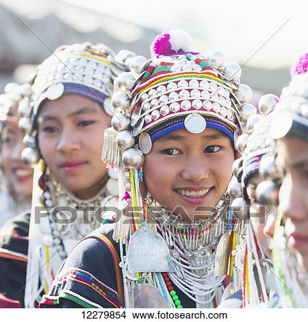 Female dancers at annual Akka Festival; Kentung, Myanmar View Large Photo Image Picture - Female dancers at annual Akka Festival; Kentung, Myanmar. Fotosearch