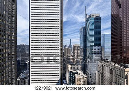 Stock Image - Financial district buildings in downtown; Toronto, Ontario, Canada. Fotosearch