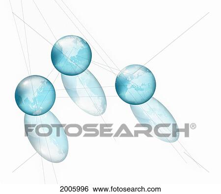 Fl6295, Xyz; Three Blue Translucent Globes With Reflections, Joined By Lines, White Background View Large Photo Image Stock Photograph - Fl6295, Xyz; Three Blue Translucent Globes With Reflections, Joined By Lines, White Background. Fotosearch