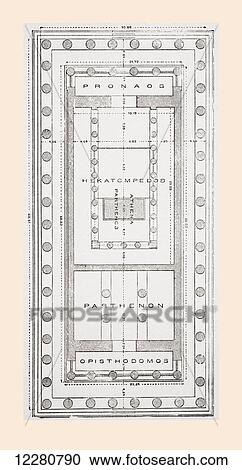 Floor Plan Of The Parthenon Athenian Acropolis Greece After
