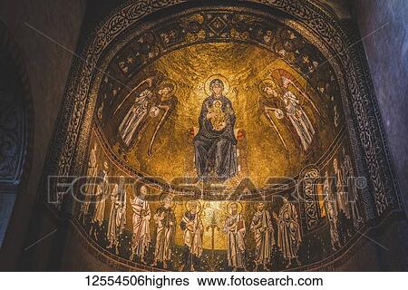 Stock Photograph - Frescoes on a cathedral ceiling; Italy. Fotosearch