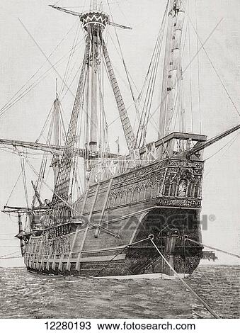 Full scale replica of the Santa Maria, the flagship of Christopher Columbus, made to commemorate the 4th centenary of his discovery of the New World. From La Ilustracion Española y Americana, published 1892. View Large Photo Image Stock Image - Full scale replica of the Santa Maria, the flagship of Christopher Columbus, made to commemorate the 4th centenary of his discovery of the New World. From La Ilustracion Española y Americana, published 1892.. Fotosearch