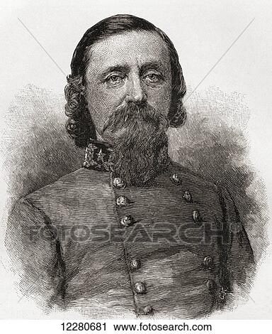 Stock Image - George Edward Pickett, 1825 –1875. Career United States Army officer, major general in the Confederate States Army during the American Civil War. From The Century Magazine, published 1887.. Fotosearch