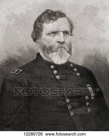 Stock Photograph - George Henry Thomas, 1816 to 1870. Union general during American Civil War. From The Century Magazine, published 1887.. Fotosearch