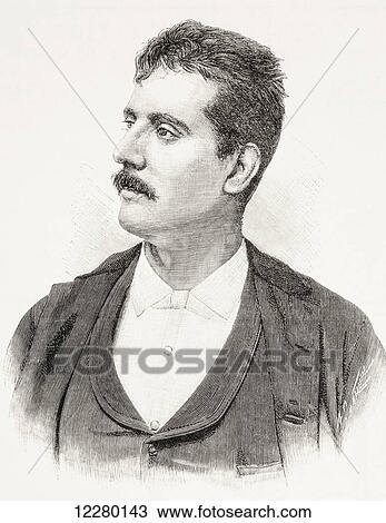 Stock Image - Giacomo Puccini, 1858 – 1924. Italian operatic composer. From La Ilustracion Española y Americana, published 1892.. Fotosearch