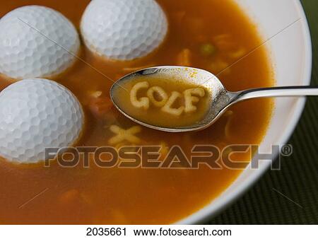 Golf Balls In Soup With The Word Golf Spelled Out In Alphabet Noodles On Spoon View Large Photo Image Stock Image - Golf Balls In Soup With The Word Golf Spelled Out In Alphabet Noodles On Spoon. Fotosearch
