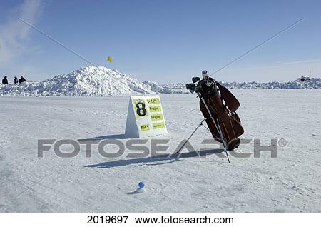 Stock Photo - Golf Course On The Sea Ice, Cambridge Bay, Nunavut. Fotosearch