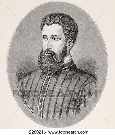 Stock Photography - Gonzalo Jiménez de Quesada, 1506 – 1579. Spanish explorer and conquistador in Colombia. From La Ilustracion Española y Americana, published 1892.. Fotosearch