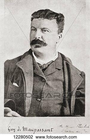 Stock Image - Henri René Albert Guy de Maupassant, 1850 –1893. French writer. From Gustave Flaubert, published 1935.. Fotosearch