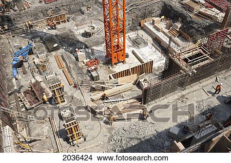Picture - High Angle View Of Construction Site. Fotosearch