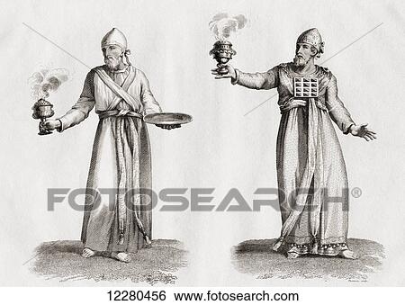 Stock Photograph - High priests as described in the Old Testament. From a 19th century print.. Fotosearch