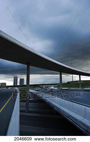 Stock Photo - Highway 427 And Queen Elizabeth Way Interchange, Toronto, Ontario. Fotosearch