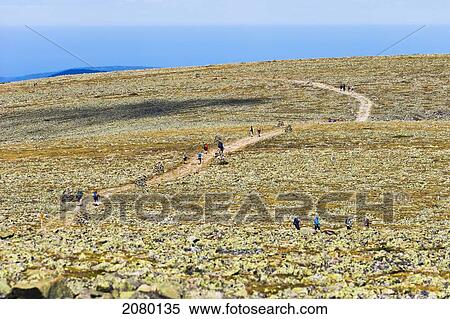 Stock Photography - Hikers On Mont Jacques-Cartier In Gaspesie National Park; Quebec, Canada. Fotosearch