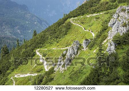 Hiking trail, Berchtesgadener Land; Schonau am Konigsee, Bavaria, Germany View Large Photo Image Stock Photo - Hiking trail, Berchtesgadener Land; Schonau am Konigsee, Bavaria, Germany. Fotosearch