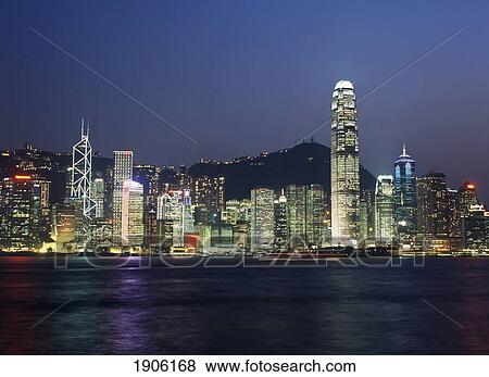 Stock Photo - Hong Kong Skyline At Dusk, China. Fotosearch