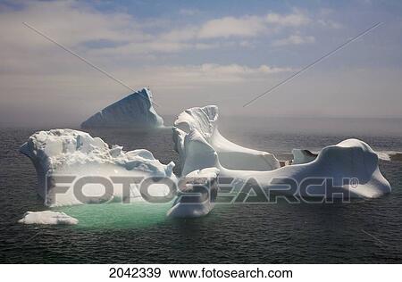 Stock Photo - Icebergs In Fog, Quirpon Island, Newfoundland & Labrador. Fotosearch