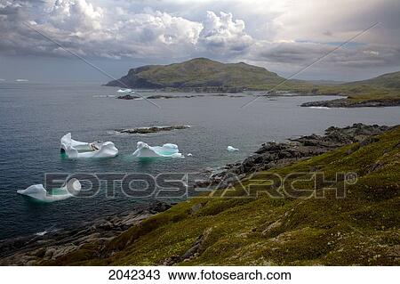 Stock Image - Icebergs, Quirpon Island, Newfoundland & Labrador. Fotosearch