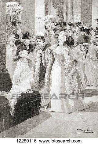 In the foyer of the Royal Theatre, Madrid, Spain in the 19th century. From La Ilustracion Española y Americana, published 1892. View Large Photo Image Stock Photograph - In the foyer of the Royal Theatre, Madrid, Spain in the 19th century. From La Ilustracion Española y Americana, published 1892.. Fotosearch