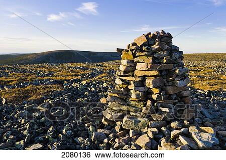 Stock Photograph - Inukshuk On Top Of Mont Jacques-Cartier In Gaspesie National Park; Quebec, Canada. Fotosearch
