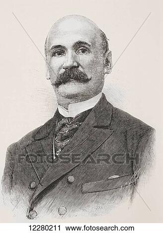 Stock Image - Juan Pérez de Guzmán y Gallo, 1841 — 1923. Spanish journalist, historian and author. From La Ilustracion Española y Americana, published 1892.. Fotosearch