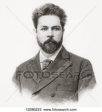 Stock Image - Juan Zorrilla de San Martín, 1855 – 1931. Catholic Uruguayan epic poet and political figure. From La Ilustracion Española y Americana, published 1892.. Fotosearch