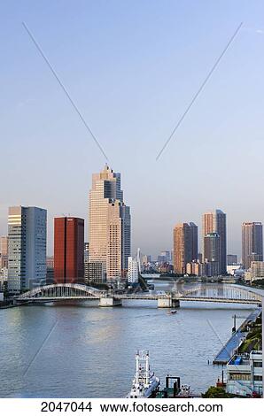 Picture - Kachidoki Bridge Over The Sumida River, Tokyo, Japan. Fotosearch