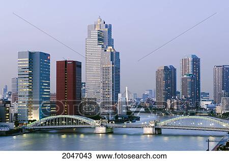 Kachidoki Bridge Over The Sumida River, Tokyo, Japan View Large Photo Image Stock Image - Kachidoki Bridge Over The Sumida River, Tokyo, Japan. Fotosearch