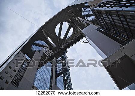 Stock Image - Low angle view of a sky tower; Osaka, Japan. Fotosearch