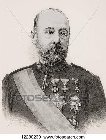 Stock Image - Luis Vidart Schuch, 1833 - 1897. Spanish writer, military officer and historian of Spanish philosophy. From La Ilustracion Española y Americana, published 1892.. Fotosearch