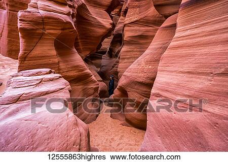 Man standing in a Slot Canyon known as Canyon X, near Page; Arizona, United States of America View Large Photo Image Stock Photograph - Man standing in a Slot Canyon known as Canyon X, near Page; Arizona, United States of America. Fotosearch