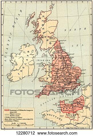 Map of Great Britain showing the dominions of William the Conqueror, c. 1087. From Historical Atlas, published 1923. View Large Photo Image Stock Image - Map of Great Britain showing the dominions of William the Conqueror, c. 1087. From Historical Atlas, published 1923.. Fotosearch