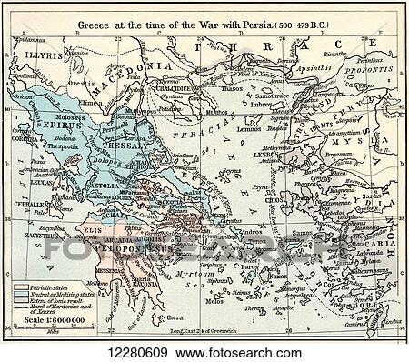 Map of Greece at the time of the war with Persia, 500 - 479 B. C. The Athenian Empire at its height. From Historical Atlas, published 1923. View Large Photo Image Stock Photo - Map of Greece at the time of the war with Persia, 500 - 479 B. C. The Athenian Empire at its height. From Historical Atlas, published 1923.. Fotosearch