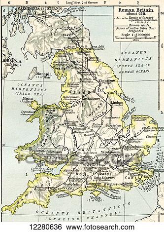 Map of Roman Britain c. 410. From Historical Atlas, published 1923. View Large Photo Image Stock Photograph - Map of Roman Britain c. 410. From Historical Atlas, published 1923.. Fotosearch