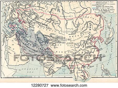 Map of the Mongol Dominions, 1300-1405. From Historical Atlas, published 1923. View Large Photo Image Stock Photo - Map of the Mongol Dominions, 1300-1405. From Historical Atlas, published 1923.. Fotosearch