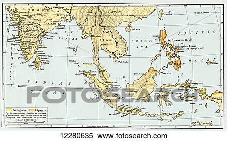Map of the Portuguese Colonial Dominions in India and the Malay Archipelago, 1498 -1580. From Historical Atlas, published 1923. View Large Photo Image Stock Photography - Map of the Portuguese Colonial Dominions in India and the Malay Archipelago, 1498 -1580. From Historical Atlas, published 1923.. Fotosearch