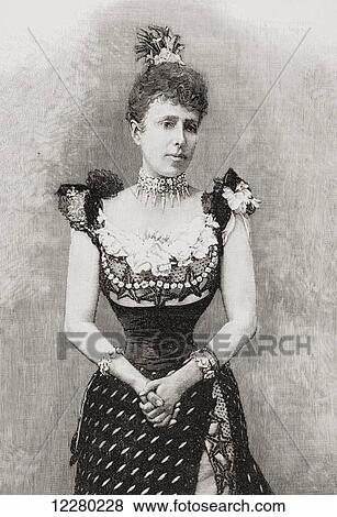 Stock Photo - Maria Christina Henriette Desideria Felicitas Raineria of Austria, 1858 – 1929. Queen of Spain as the second wife of King Alfonso XII. From La Ilustracion Española y Americana, published 1892.. Fotosearch