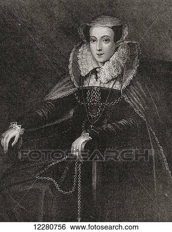Stock Photograph - Mary, Queen of Scots, 1542 – 1587, aka Mary Stuart or Mary I of Scotland. Queen regnant of Scotland and queen consort of France as the wife of Francis II of France. From The Century Edition of Cassell's History of England, published 1901.. Fotosearch