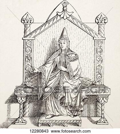 Stock Image - Matilda of Tuscany, 1046 – 1115. Italian noblewoman, daughter of Boniface III, supporter of Pope Gregory VII during the Investiture Controversy. From L'Histoire Universelle Ancienne et Moderne, published in Strasbourg circa 1860.. Fotosearch