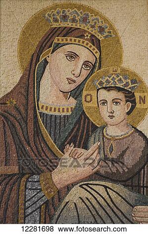 Mosaic on the wall of St George's Church; Madaba, Jordan View Large Photo Image Stock Photo - Mosaic on the wall of St George's Church; Madaba, Jordan. Fotosearch