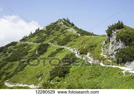 Mountain top hiking trail, Berchtesgadener Land; Schonau am Konigsee, Bavaria, Germany View Large Photo Image Stock Photo - Mountain top hiking trail, Berchtesgadener Land; Schonau am Konigsee, Bavaria, Germany. Fotosearch