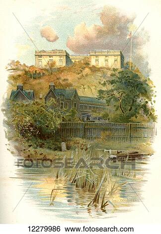 Stock Photograph - Nottingham Castle, Nottingham, England. From Cassell's History of England, published c. 1901. Fotosearch