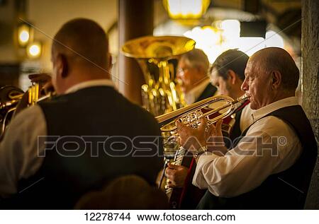 Picture - Oompah band play in the Hofbrauhaus; Munich, Germany. Fotosearch