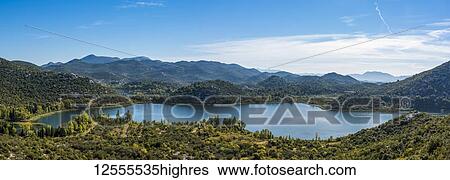 Stock Photograph - Panoramic view of Bacina Lakes; Dalmatia, Croatia. Fotosearch